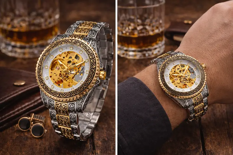 Automatic Mechanical Skeleton Watch for Men - Image 4 in Pune